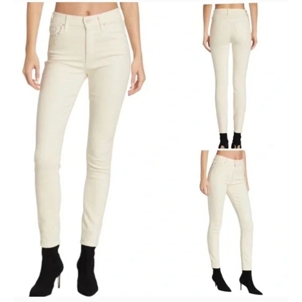 MOTHER High Waisted Looker Jeans 26 Whipping The Cream Ivory White Skinny